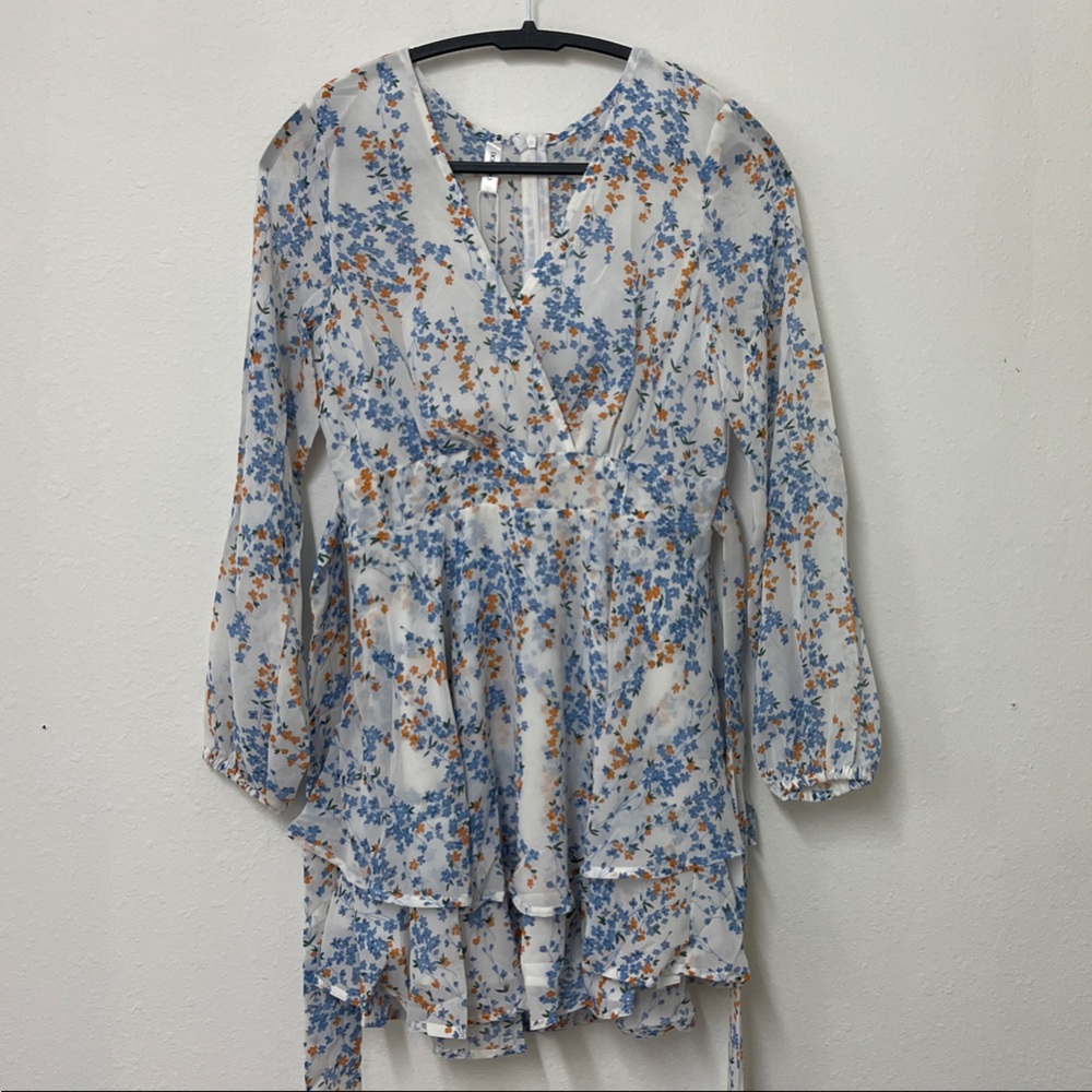 Floral Long-Sleeve Mini Dress